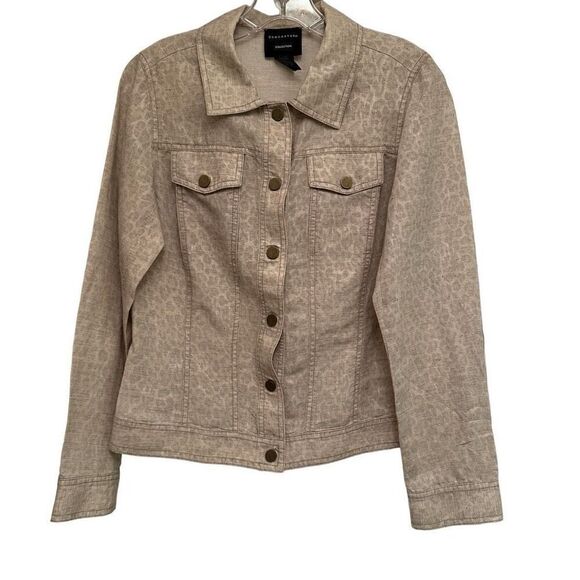 Neutral animal print linen jacket by Don Caster- size S - Picture 1 of 7